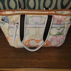 COACH Hampton Pink White Multi-color Satchel Bag Tote L0671-10673